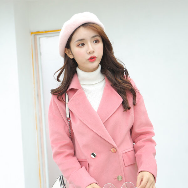 New Autumn Woolen Coat for Women, Korean-style Blouse with a Collar