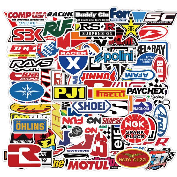 QW0245A 50PCS/pack Racing car logo Stickers
