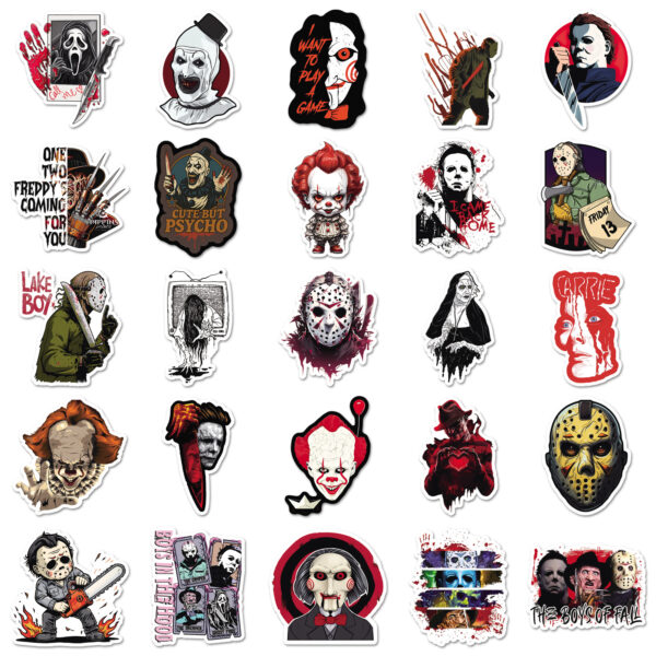 qw0336a 50pc/pack horror movie stickers