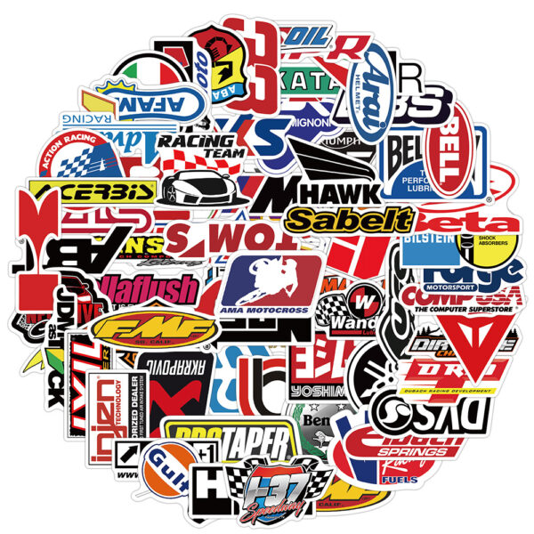 QW0245A 50PCS/pack Racing car logo Stickers