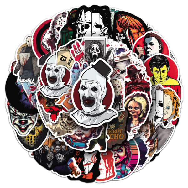 qw0336a 50pc/pack horror movie stickers