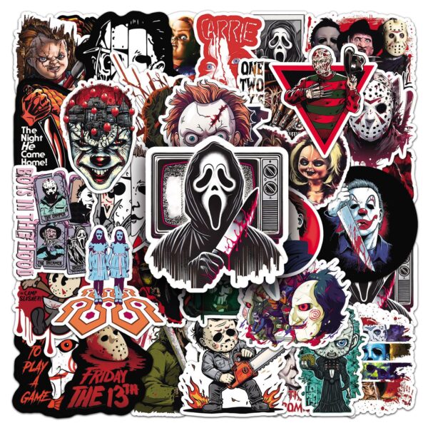 qw0336a 50pc/pack horror movie stickers